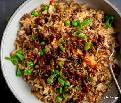 Sticky Ginger Beef with Vegetable Fried Rice